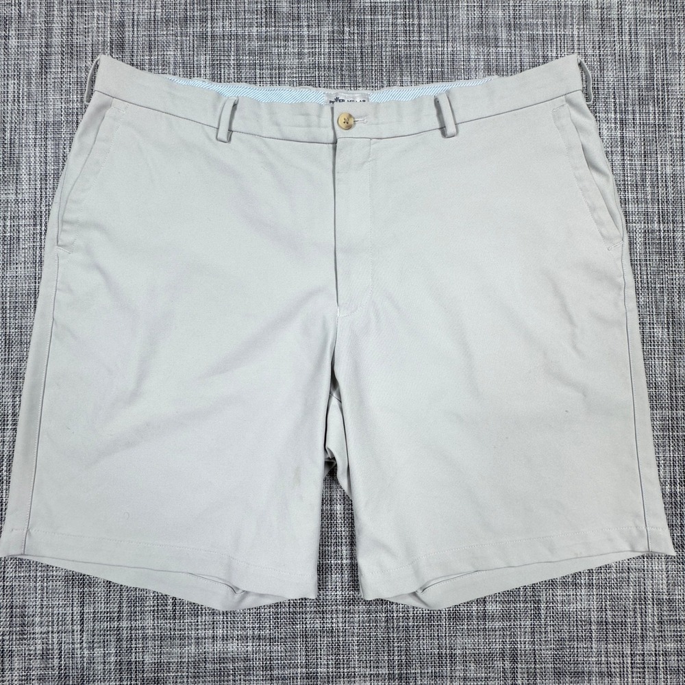 Peter Millar Salem Mens Golf Shorts 40 Light Gray Performance Stretch Flat Front